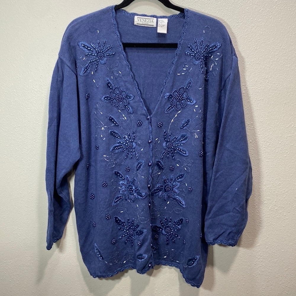 Vintage‎ Venezia beaded sweater blue
